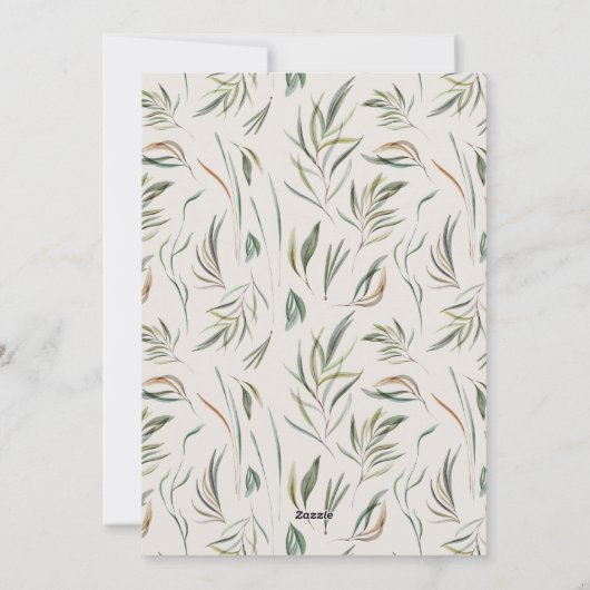 Elegante foto moderne minimale botanische crème feestdagenkaart (Achterkant)