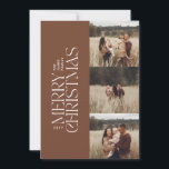 Elegante foto moderne minimale multi botanische fo feestdagenkaart<br><div class="desc">Elegante multi-foto moderne minimal natuurlijke waterverf botanische typografie Merry Christmas vakantie platte kaart.</div>