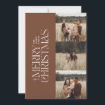 Elegante foto moderne minimale multi botanische fo feestdagenkaart<br><div class="desc">Elegante multi-foto moderne minimal natuurlijke waterverf botanische typografie Merry Christmas vakantie platte kaart.</div>