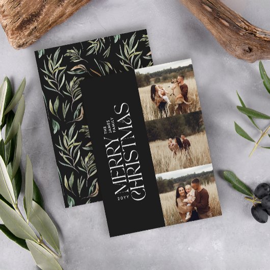 Elegante foto moderne minimale multi botanische fo feestdagenkaart