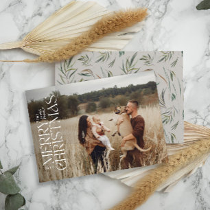 Elegante foto moderne minimale natuurlijke botanis feestdagenkaart