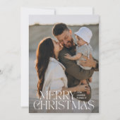 Elegante foto moderne minimale zwarte botanische a feestdagenkaart (Voorkant)