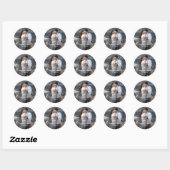 Elegante foto moderne trouwdag ronde sticker (Vel)