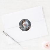 Elegante foto moderne trouwdag ronde sticker (Envelop)