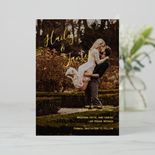Elegante foto moderne trouwkaart 'Save the Date' Folie Uitnodiging