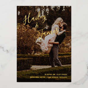 Elegante foto Moderne trouwreceptie Folie Uitnodiging