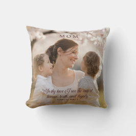 Elegante foto moeder citeren moderne script kussen