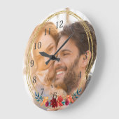 Elegante Foto Monogram Bruiloft Grote Klok (Hoek)