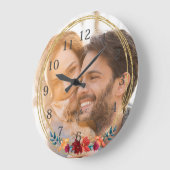 Elegante Foto Monogram Bruiloft Grote Klok (Hoek)