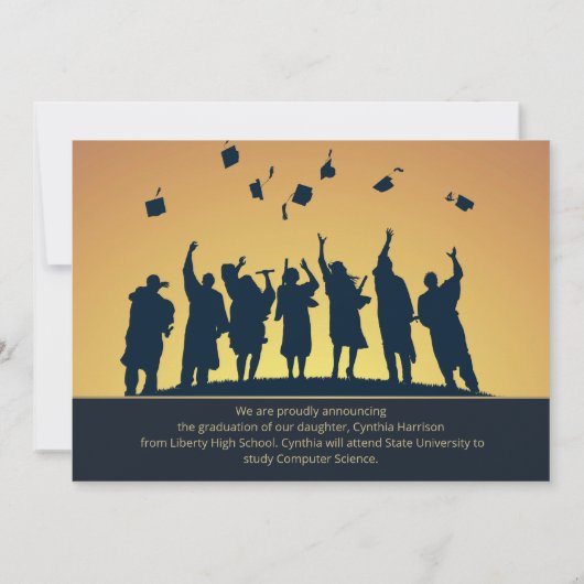 Elegante foto Navy blauw en goud Kaart (Achterkant)