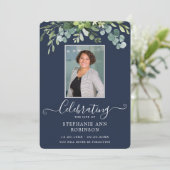 Elegante Foto Orde van Service Blauw Programma Programmakaart (Staand voorkant)