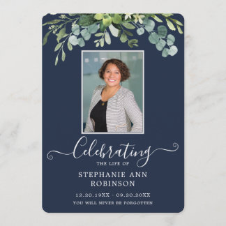 Elegante Foto Orde van Service Blauw Programma Programmakaart