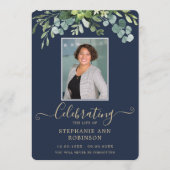 Elegante Foto Orde van Service Gold Blue Programma Programmakaart (Voorkant)