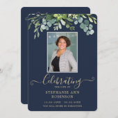 Elegante Foto Orde van Service Gold Blue Programma Programmakaart (Voorkant / Achterkant)