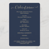 Elegante Foto Orde van Service Gold Blue Programma Programmakaart (Achterkant)