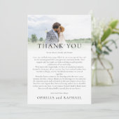 Elegante foto overlay boho bruiloft dank u kaart (Staand voorkant)