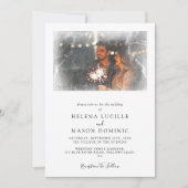 Elegante foto overlay eenvoudige schone bruiloft kaart (Voorkant)