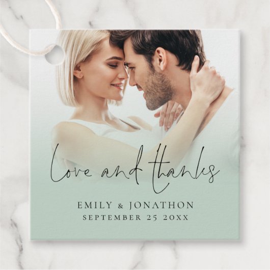 Elegante foto overlay liefde Bedankt script bruilo Bedankjes Labels (Voorkant)