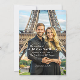 Elegante foto Overlay Modern zwart wit bruiloft Kaart