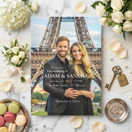 Elegante foto-overlay Moderne zwart-wit bruiloft  Kaart