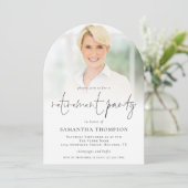 Elegante Foto Overlay Pensioen Party Arch Uitnodig Kaart (Staand voorkant)