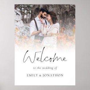 Elegante foto-overlay Welkom op het huwelijk Poster