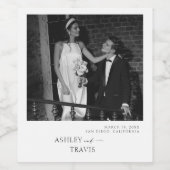 Elegante foto paar bruiloft wijn etiket (Enkel label)