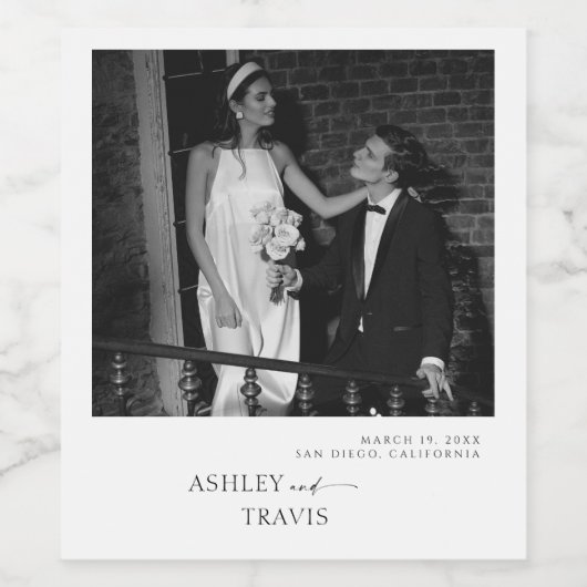 Elegante foto paar bruiloft wijn etiket (Enkel label)