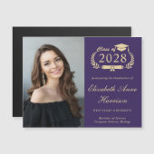 Elegante Foto Paarse Afstuderen Magnetische Kaart (Voorkant / Achterkant)