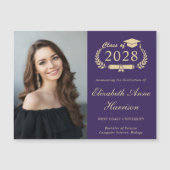 Elegante Foto Paarse Afstuderen Magnetische Kaart (Voorkant)