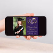 Elegante foto Paarse Gold College Afstuderen Aankondiging