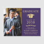 Elegante foto Paarse gouden Afstuderen aankondigin (Voorkant)