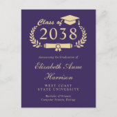 Elegante foto Paarse gouden Afstuderen aankondigin Briefkaart (Voorkant)