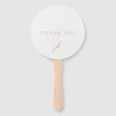 Elegante Foto Paarse Script Monogram Huwelijk Handwaaier (Voorkant)