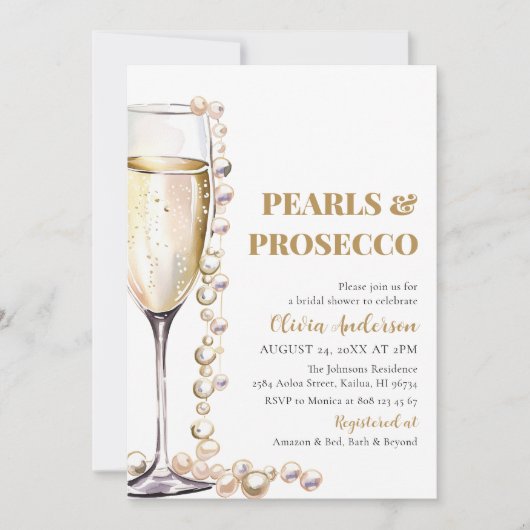 Elegante Foto Parels en Prosecco Vrijgezellenfeest Kaart (Voorkant)