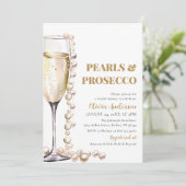 Elegante Foto Parels en Prosecco Vrijgezellenfeest Kaart (Staand voorkant)