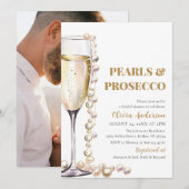 Elegante Foto Parels en Prosecco Vrijgezellenfeest Kaart (Voorkant / Achterkant)