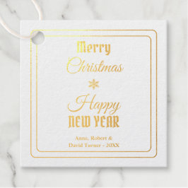 Elegante foto Prettig kerstfeest Gelukkig nieuwjaa Bedankjes Labels