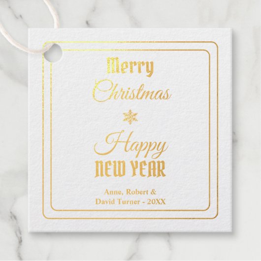 Elegante foto Prettig kerstfeest Gelukkig nieuwjaa Bedankjes Labels (Voorkant)