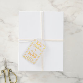 Elegante foto Prettig kerstfeest Gelukkig nieuwjaa Cadeaulabels