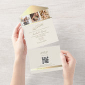 Elegante foto QR-code bruiloft All In One Uitnodiging (Afscheurbaar)