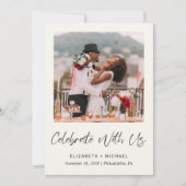 Elegante foto QR Code bruiloft receptie uitnodigin Aankondiging (Voorkant)