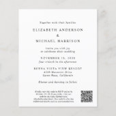 Elegante Foto QR Code Budget Bruiloft Uitnodiging (Voorkant)