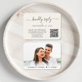 Elegante Foto QR Code Cream Bruiloft RSVP Informatiekaartje
