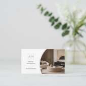 Elegante foto QR-code interieurontwerper Visitekaartje (Staand voorkant)