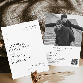 Elegante Foto QR Code Trouwen Sla de datum op Kaart