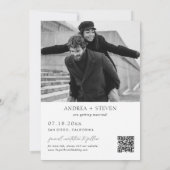 Elegante Foto QR Code Trouwen Sla de datum op Kaart (Achterkant)