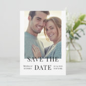 Elegante Foto QR Code Witte Bruiloft Save The Date (Staand voorkant)