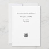Elegante Foto QR Code Witte Bruiloft Save The Date (Achterkant)