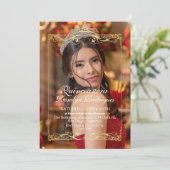 Elegante foto Quinceañera gouden uitnodiging (Staand voorkant)